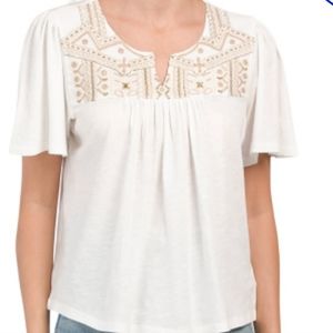 Luck Brand Embroidered Top Size Large